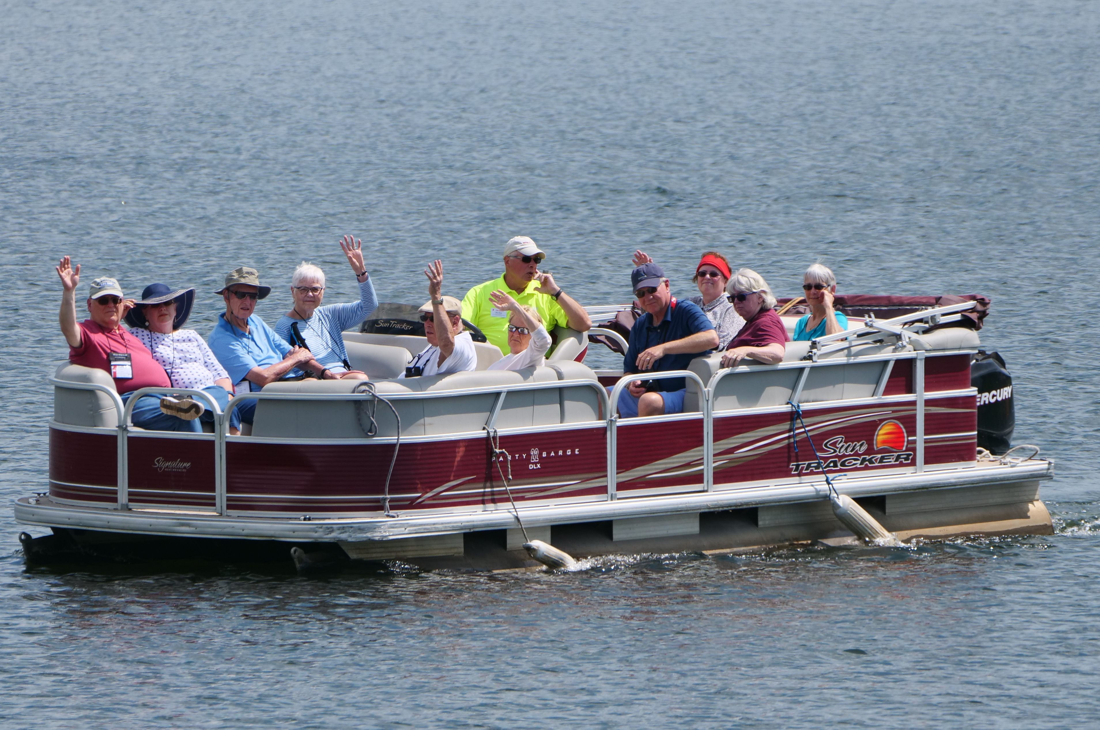 YMCA Trout Lodge guests on a pontoon boat