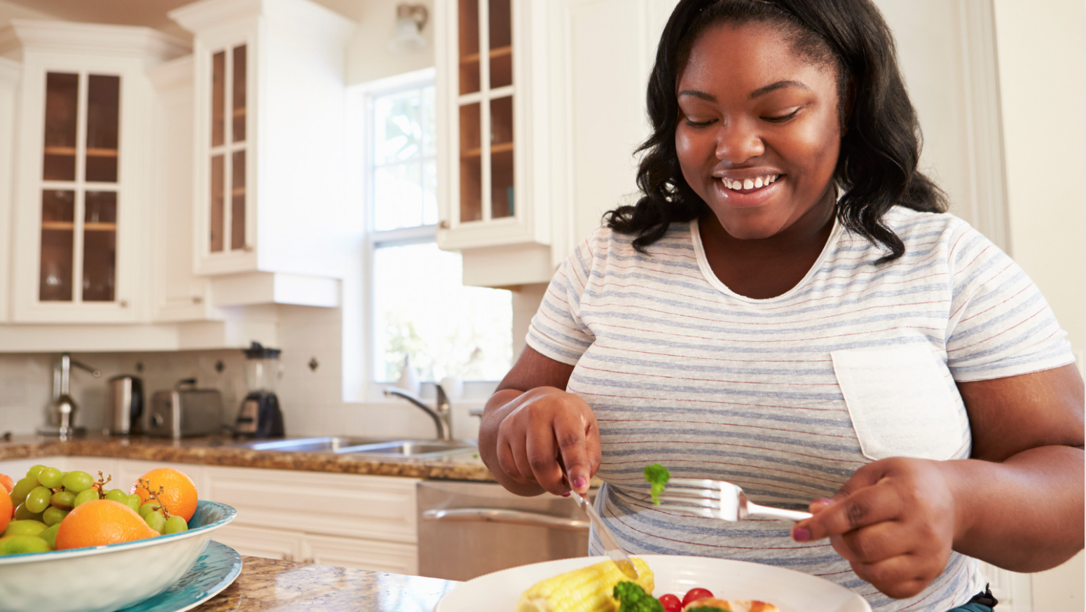 woman eating healthy food