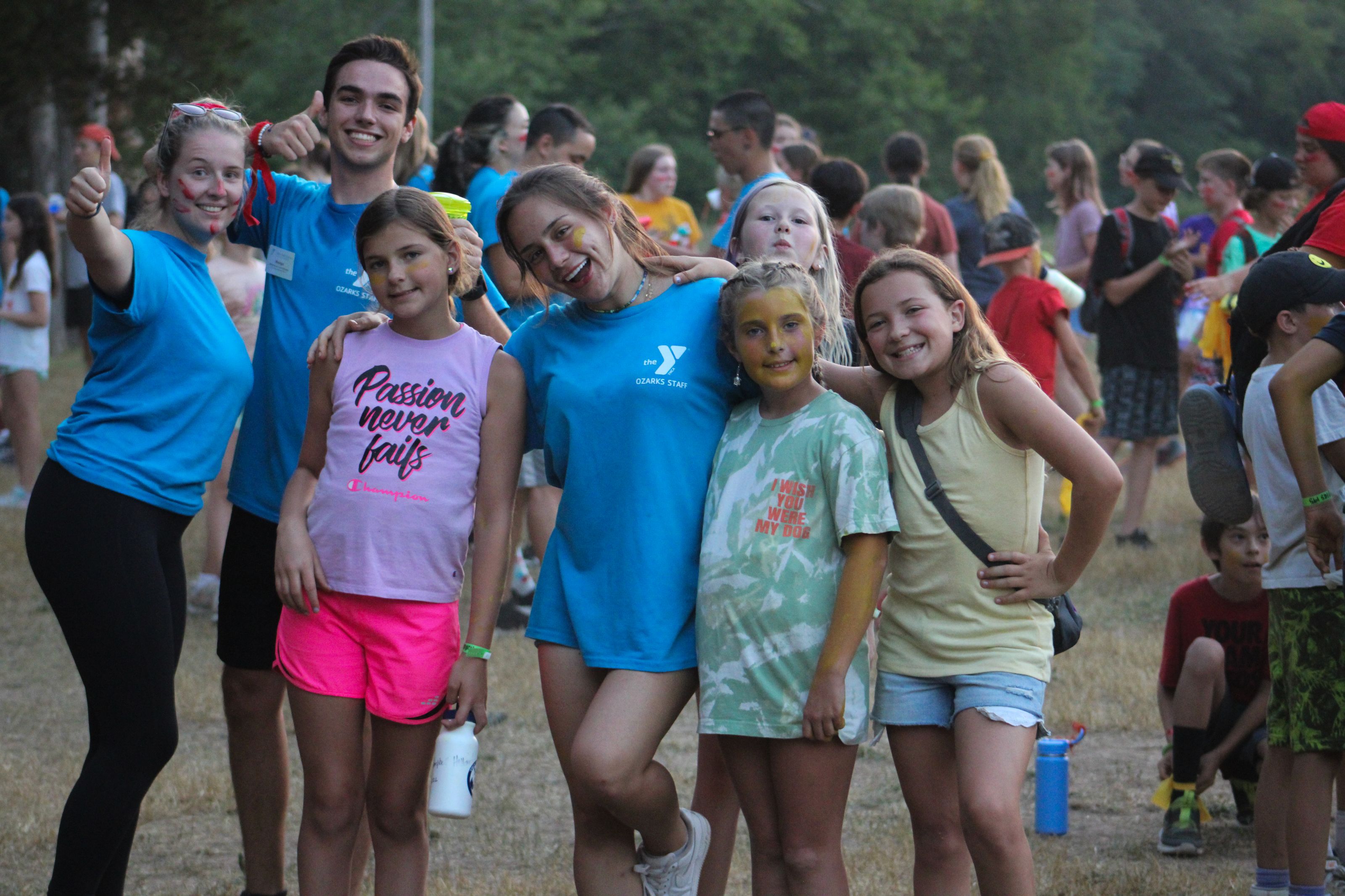 ymca camp lakewood counselors and campers smiling