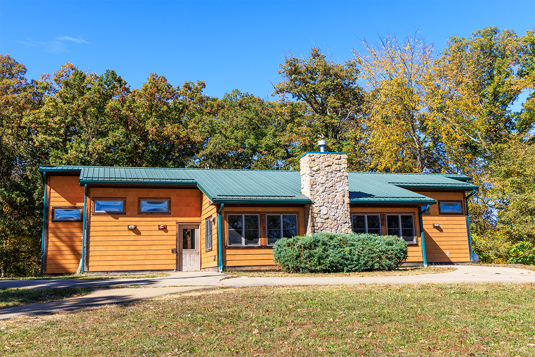 Exterior of a YMCA Camp Lakewood Main Camp cabin