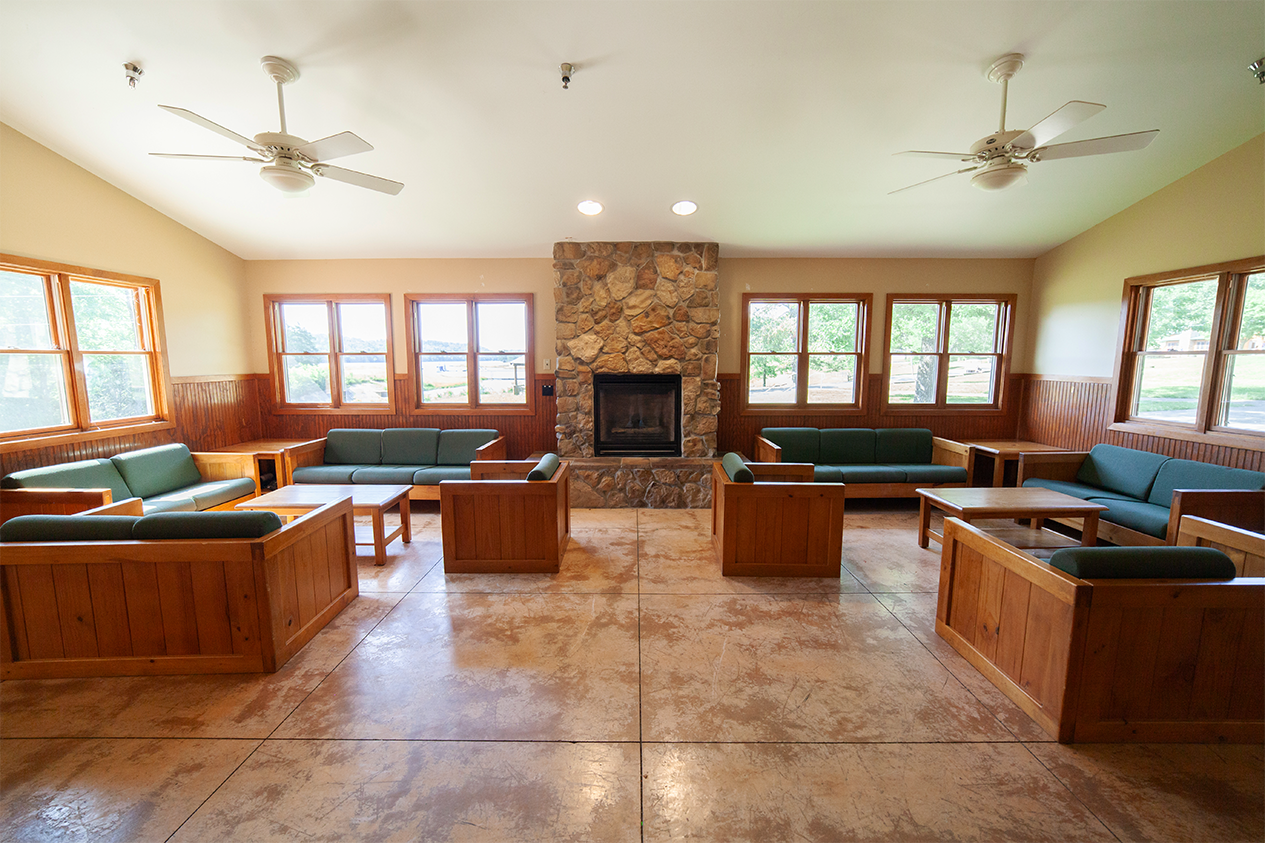 Shared living room inside a Main Camp cabin