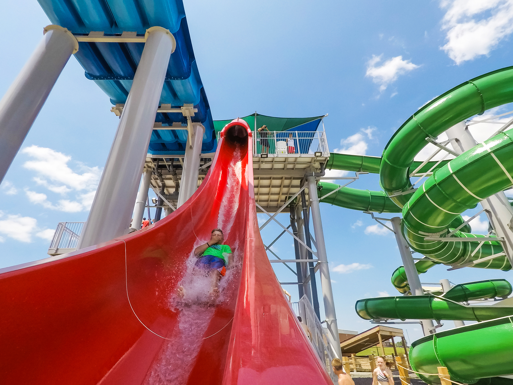 Red waterslide at Ste. Genevieve River Rapids Waterpark