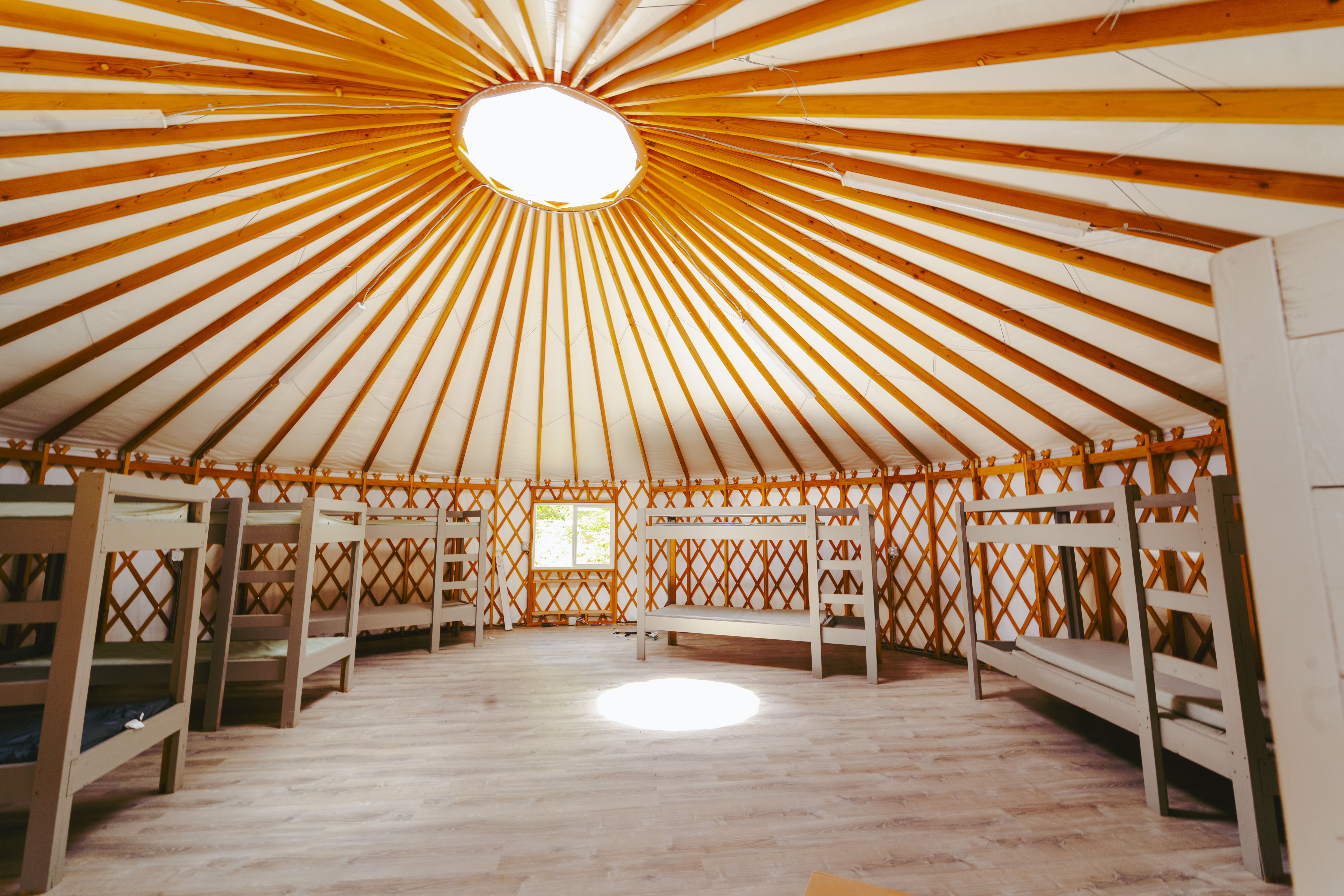 Interior of a Camp Lakewood yurt