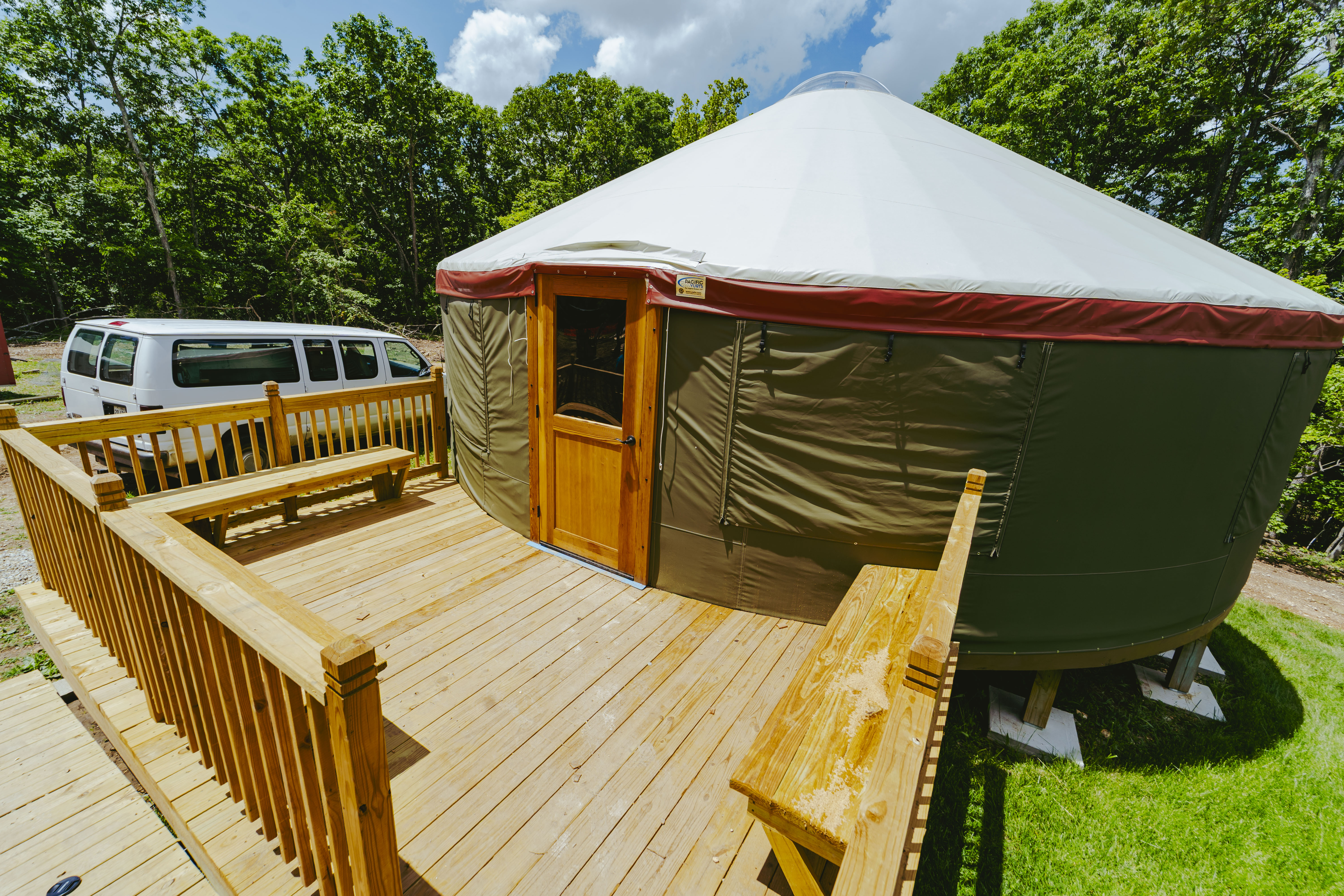 Exterior of an East Camp yurt