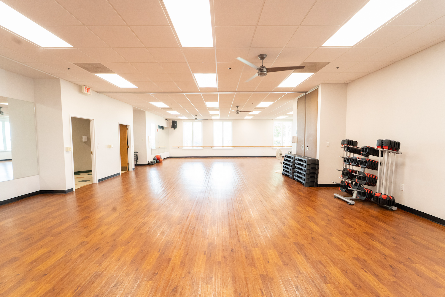 Renovated group fitness studio at the Ste. Genevieve County YMCA