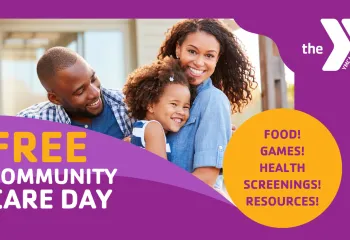 free community care day at the o'fallon illinois ymca event graphic