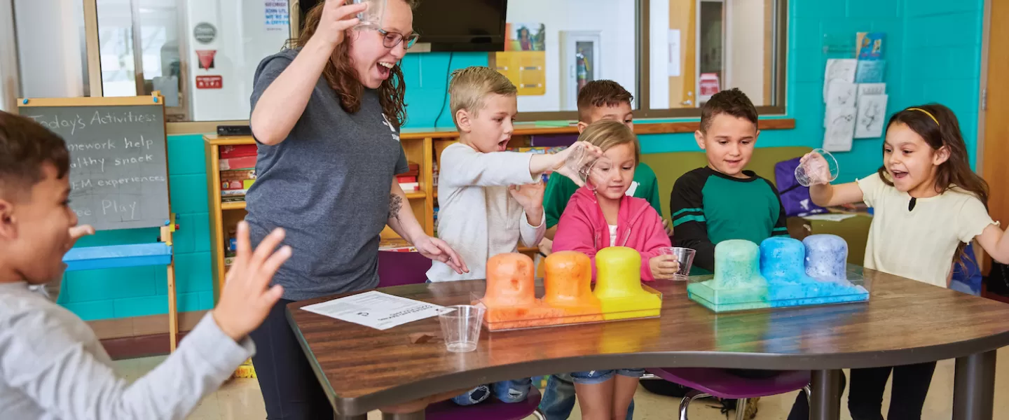 YMCA Y Club Before & After School Program Children Doing a Science Experiment