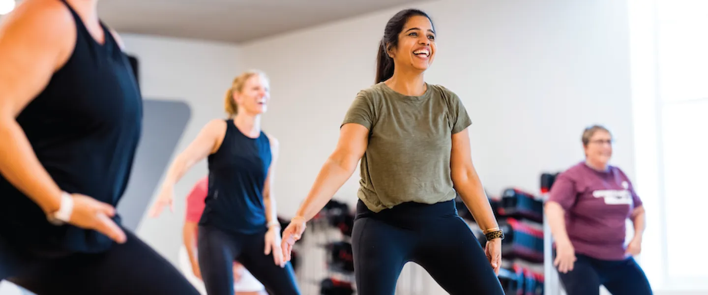 YMCA Group Exercise Class Taking LesMills Flow Working Out