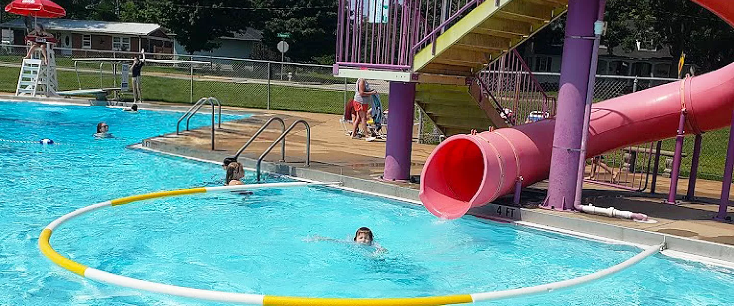 New Baden Legion Memorial Outdoor Pool in New Baden, IL Water Slide and Swimming Areas
