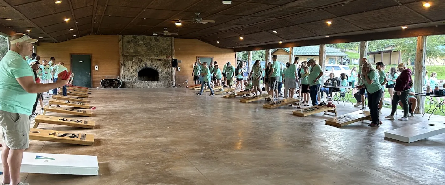 A corn-hole special interest club visiting YMCA Trout Lodge to host a corn hole game tournament 