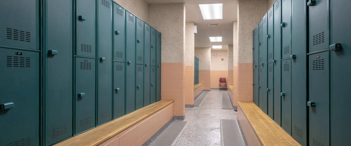 Ste Genevieve County YMCA Community Center locker rooms with benches and private lockers