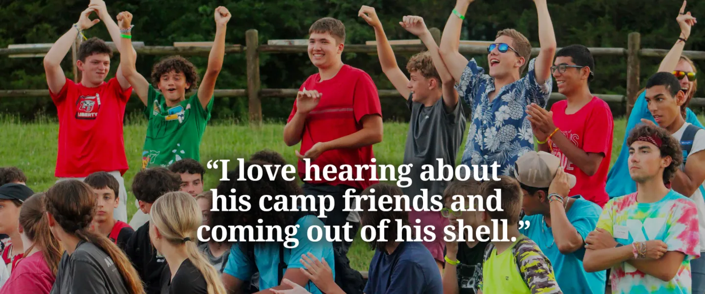 YMCA Camp Lakewood Parent Testimonial, "I love hearing about his camp friends and coming out of his shell."