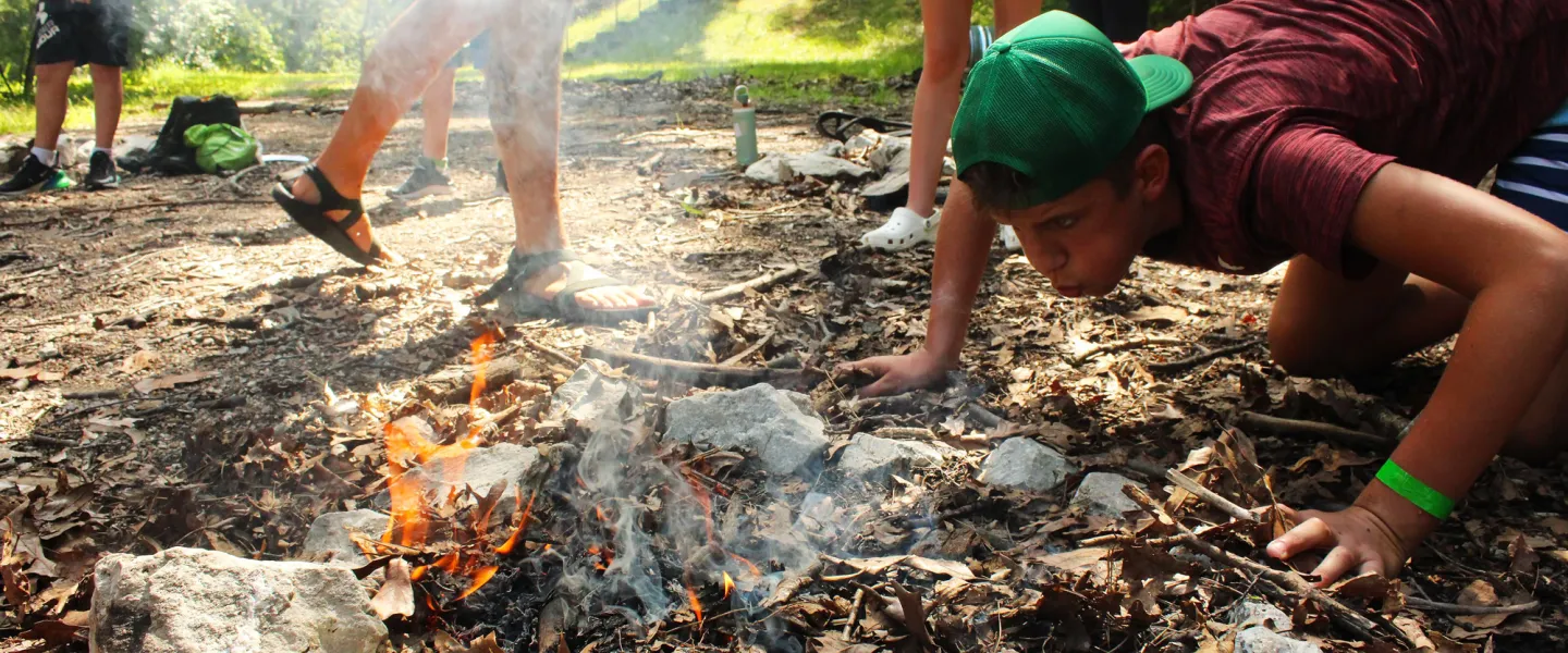 YMCA Camp Lakewood Outdoor Living Skills Building Fire
