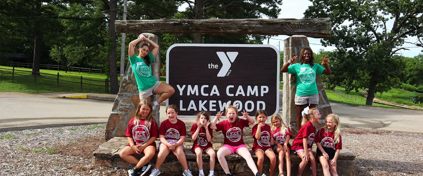 A group of young YMCA Camp Lakewood Mini Camp campers ages 6-8