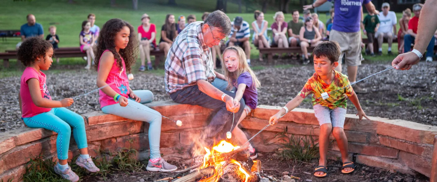 family bonfire at ymca trout lodge