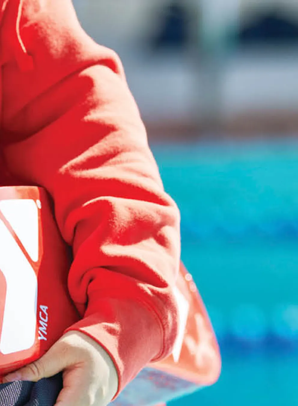 close up of lifeguard by pool