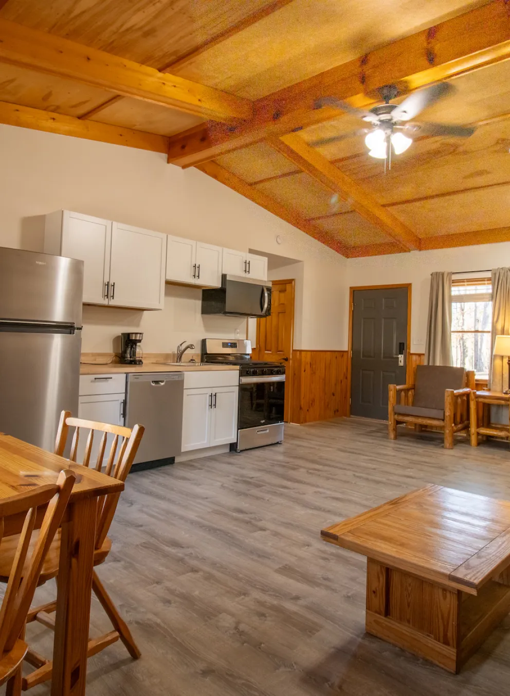 YMCA Trout Lodge Forest View Cabin Renovated Living Area and Kitchenette