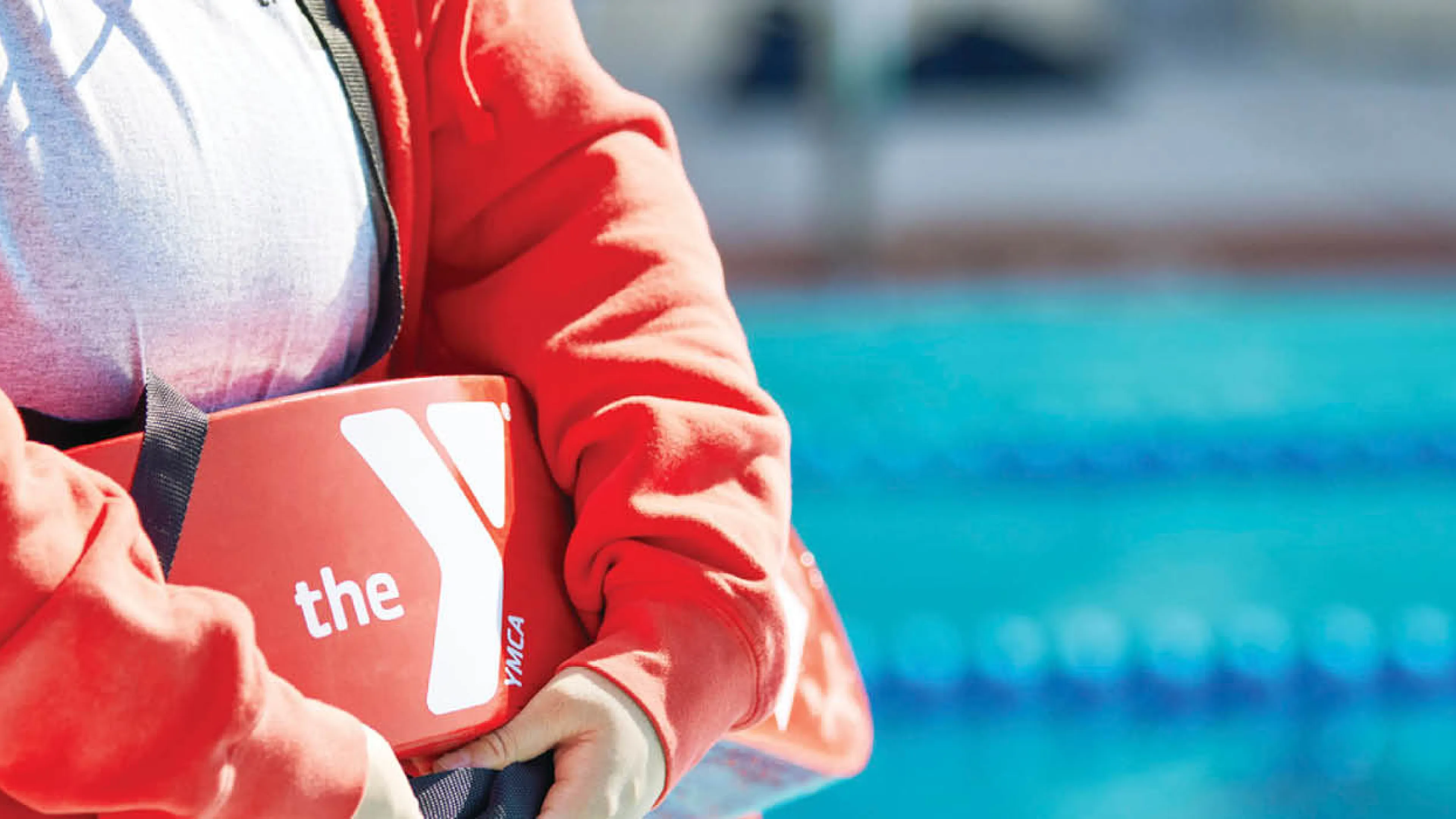 close up of lifeguard by pool