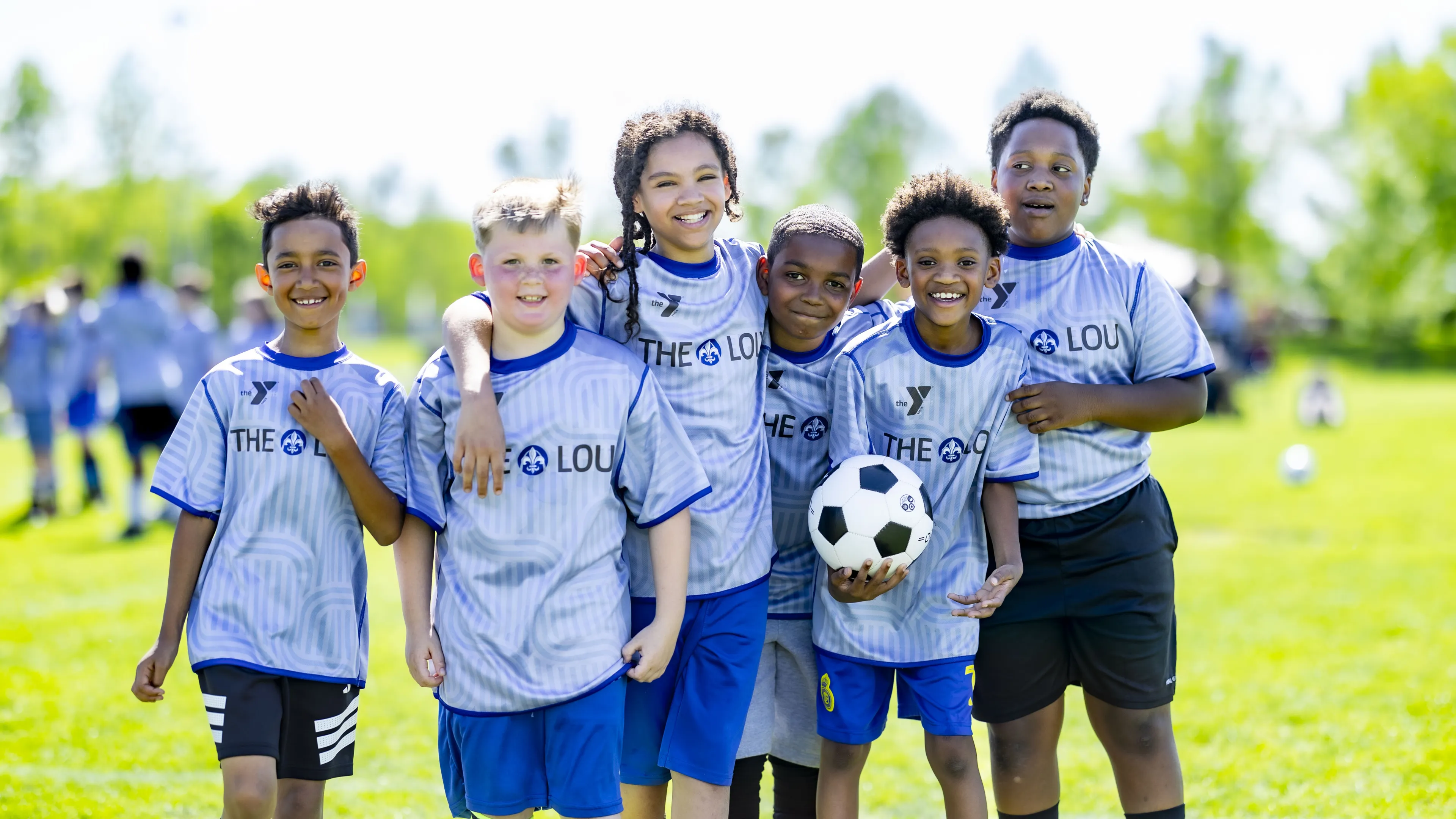 group of kids in ymca youth soccer