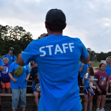 ymca camp lakewood staff hyping up the campers