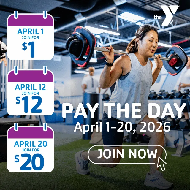 Gateway Region YMCA Membership Pay the Day special offer running from April 1-20, 2026