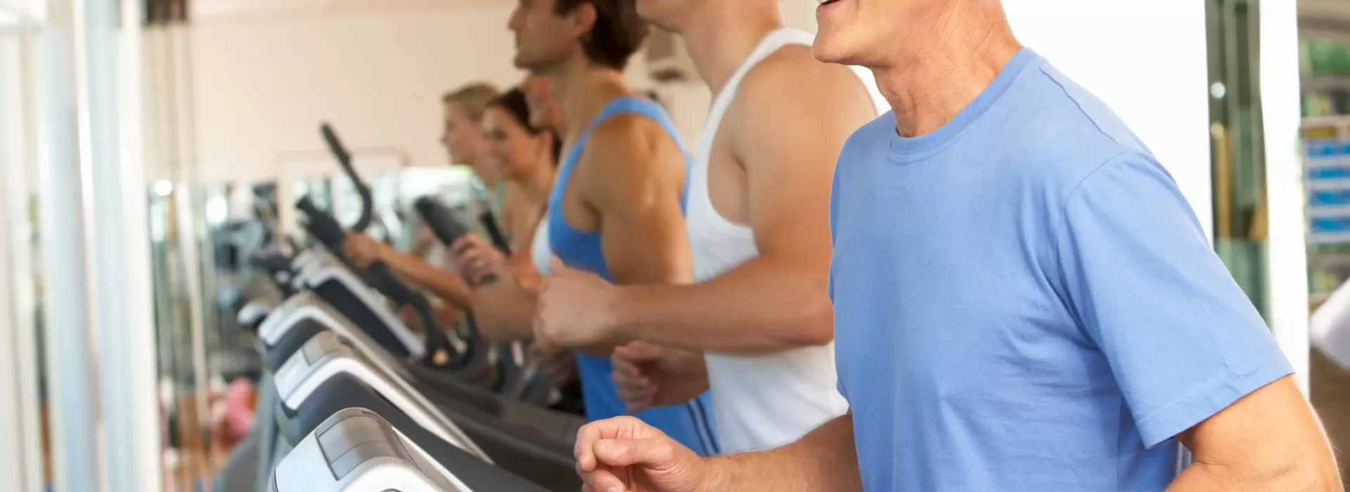senior man running on a treadmill