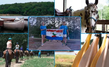 ymca camp lakewood open house image with campers, boats, and horses